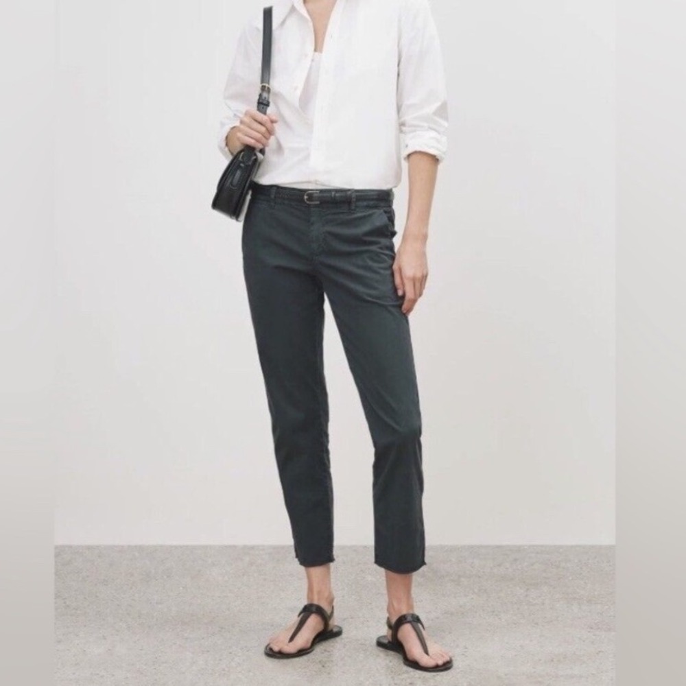 NILI LOTAN Dark Grey East Hampton Ankle-Crop Chino Pants Size 12